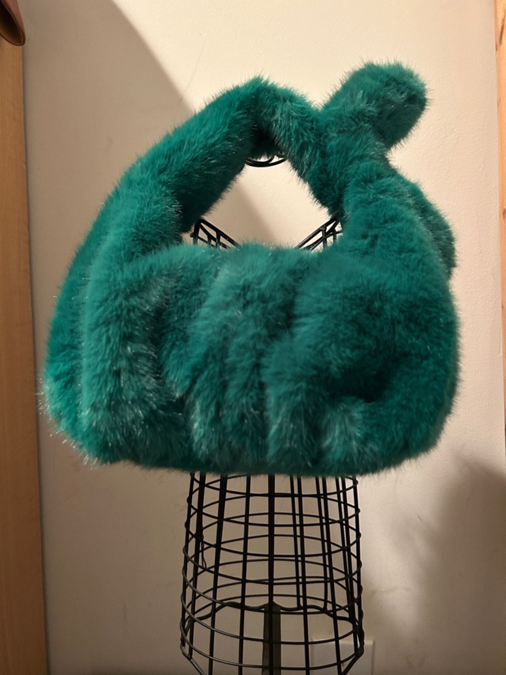 Plush Faux Fur Handbag in Green